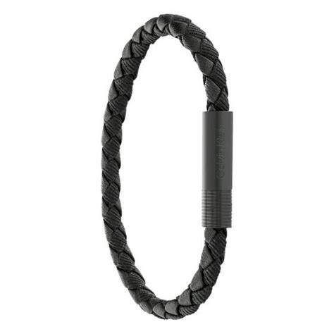 Bracelet Velocity Cuir Tressé Acier Noir Calvin Klein Ocarat