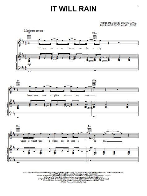 Bruno Mars "It Will Rain" Sheet Music for Ukulele | Download PDF - 153904