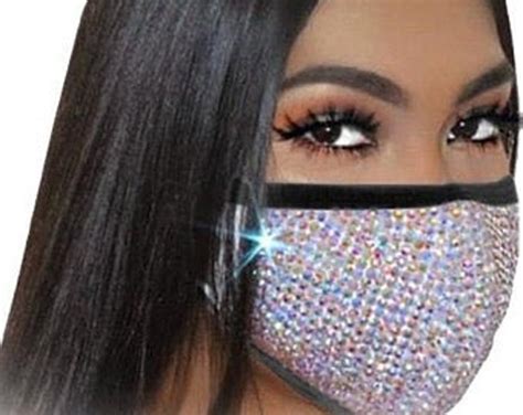 Sale Fashion Bling Face Mask Usa Rhinestone Mask Swarovski Etsy