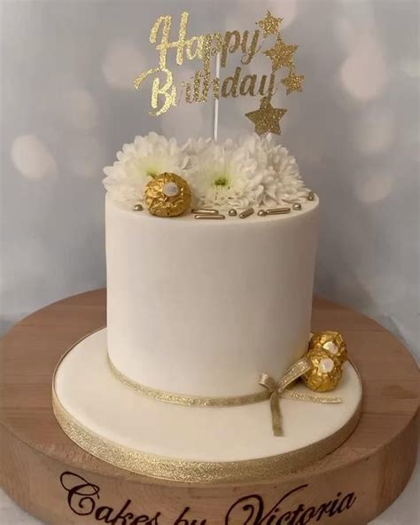 Gold And White Cake For A 60th Birthday Video Cake Designs Cake