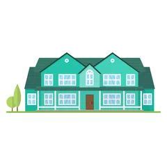 Vector Flat Icon Suburban American House Stock Vector Adobe Stock