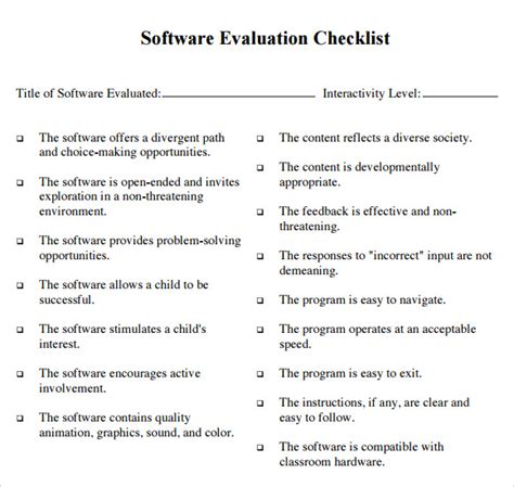 Free 9 Software Evaluation Samples In Pdf Word