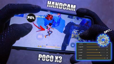 Poco X3 Handcam 3 Finger One Tap👽☘️ 90 Headshot Rate Best Settings