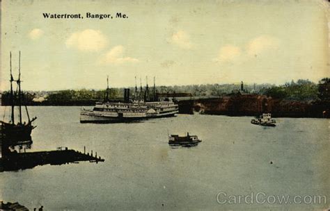 Steamers on the Waterfront Bangor, ME Postcard