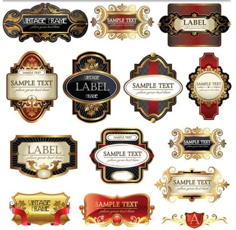 Gold Labels Vector Illustration เวกเตอร์ Ai Uidownload