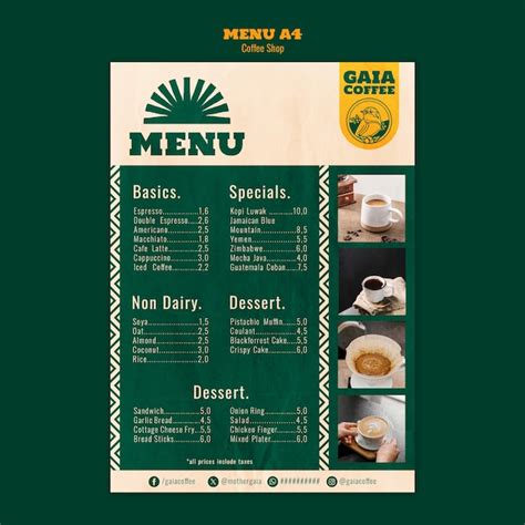 Café Modèle De Menu De La Boutique Psd Gratuite