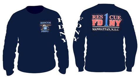 Fdny Rescue 1 Long Sleeve Tee Firefighter Shirts Fdny Rescue 1 Fdny