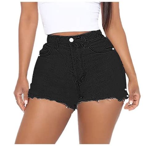 Femmes Trous Sexy Taille Haute Zippé Denim Skinny Fit Mini Short Jeans