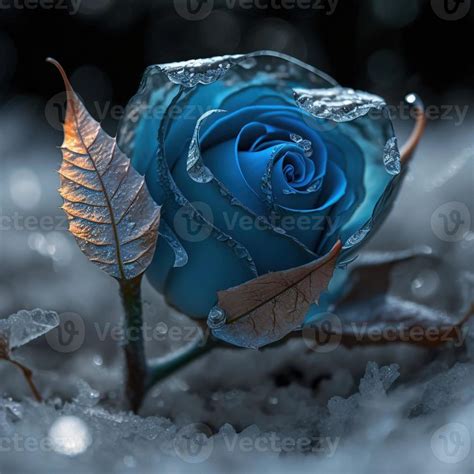 Frozen Magic Blue Rose In The Snow Romantic Background 22036108 Stock