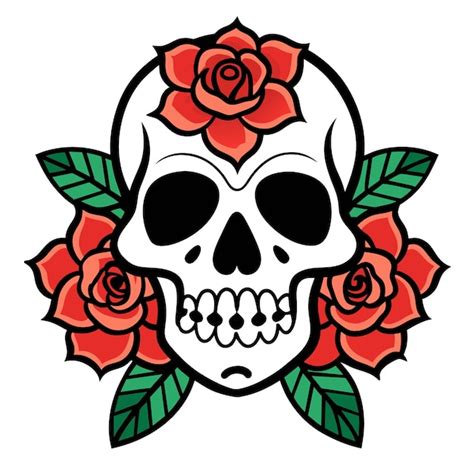 Un Cr Neo Con Rosas En L Y Un Cranio Con Una Rosa Roja En L Vector