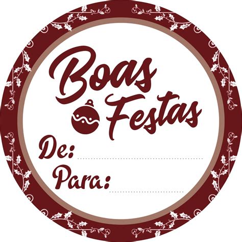 Etiqueta Adesiva Boas Festas R Tulo Redondo Para Presentes X Cm C