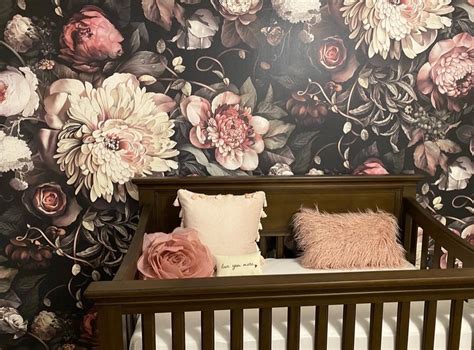 Dark Floral Ii Black Saturated Wallpaper Nursery Room Design