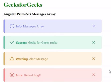 Angular PrimeNG Messages Array GeeksforGeeks