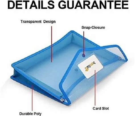 Fedus Document Plastic Transparent Envelope File Storage Bag With Snap