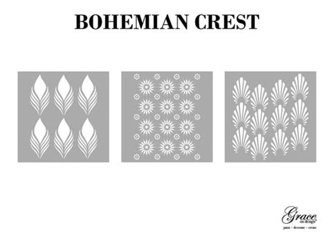 Bohemian Crest Stencil Pack From Grace On Design Etsy