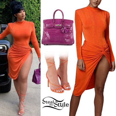 Cardi B: Orange Dress and Sandals | Steal Her Style