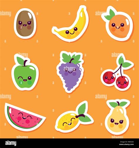 Cute Cartoon Fruit Characters Stock Vector Image And Art Alamy