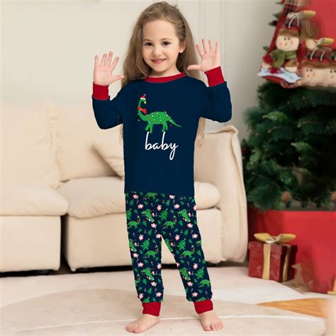 Christmas Family Pajamas 2-piece Suit Christmas Dinosaurs Printed Pajamas