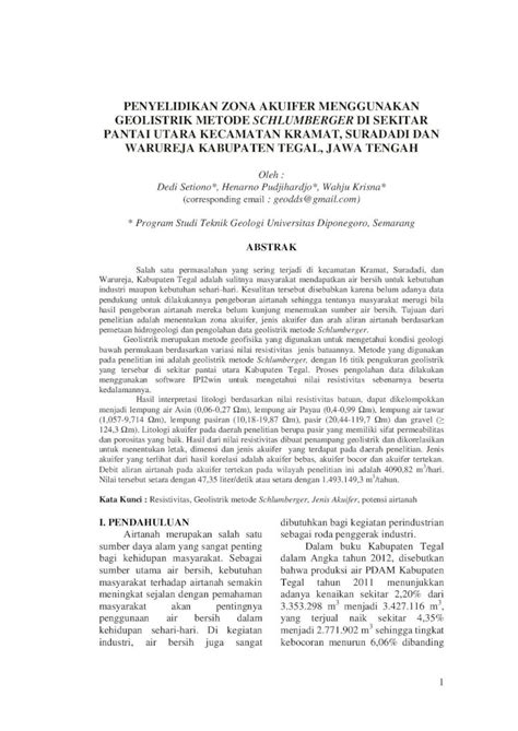 Pdf Penyelidikan Zona Akuifer Menggunakan Geolistrik Dokumentips