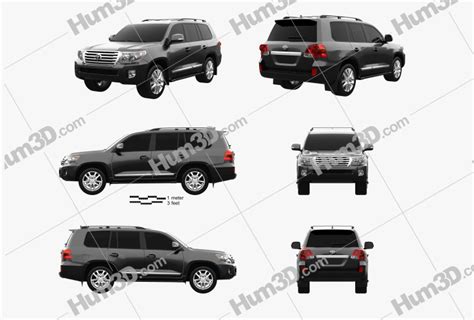 Toyota Land Cruiser (J200) 2014 Blueprint Template - 3DModels