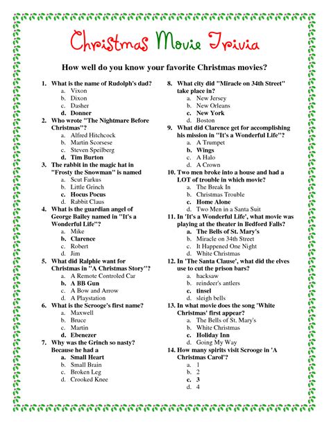 Free Printable Christmas Trivia Game Question And Answers Merry