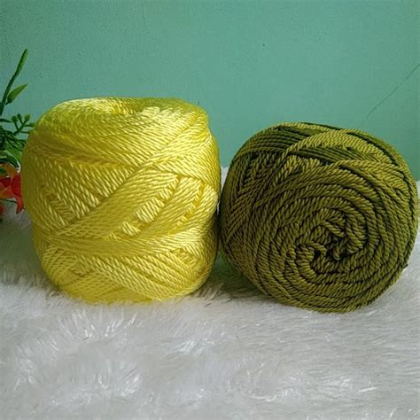 Jual Benang Rajut Poly Kilap Hijau Daun Sirih Dan Lemon Shopee Indonesia