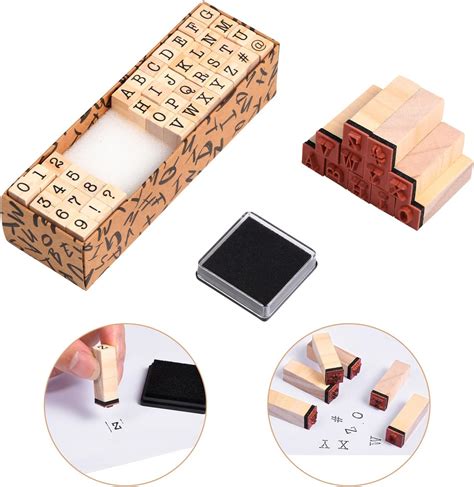 Zdnt Pcs Wooden Rubber Stamps Kit Alphabet Stamps Capital Letter