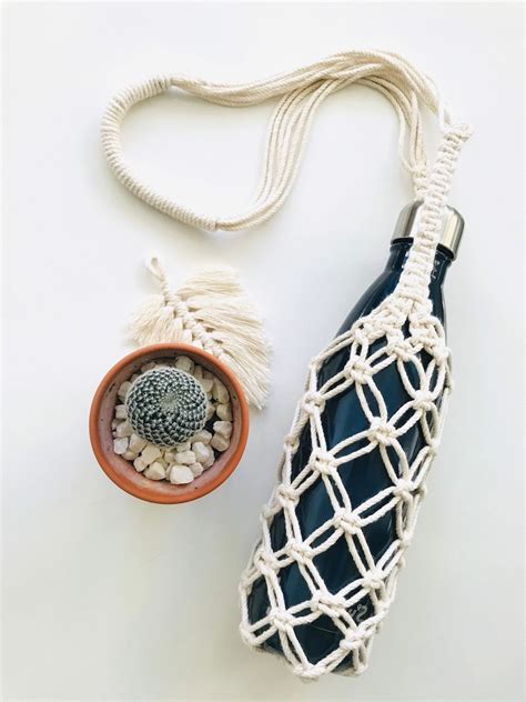 Macrame Bottle Holder Long Strap Sustainable Gifts For Her Etsy