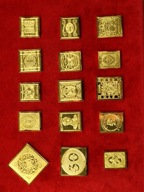 World - Collection of 15 different silver stamp replicas with 24 carat ...