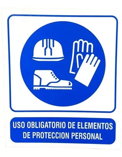 Cartel Uso Obligatorio De Elementos Proteccion 22x26 Cm Cuotas Al