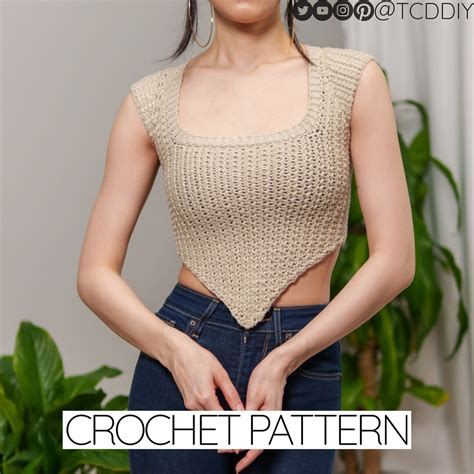 Crochet Pattern Modern Crochet Pointed Hem Top Modern Crochet Short Sleeve Top Pdf Download Etsy