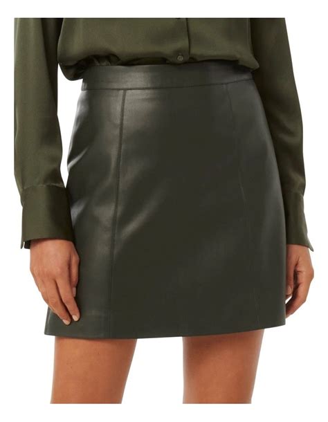 Forever New Eleni Vegan Leather Mini Skirt In Green Myer