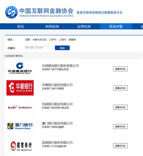 团贷网存管银行位列中国互金协会更新资金存管信息名单 团贷网