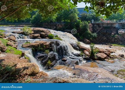 Falls Park Greenville SC stock photo. Image of rock - 137613912