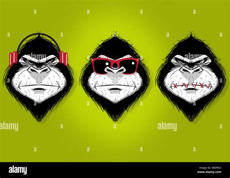 Three Monkeys Hear Speak No High Resolution Stock Photography And