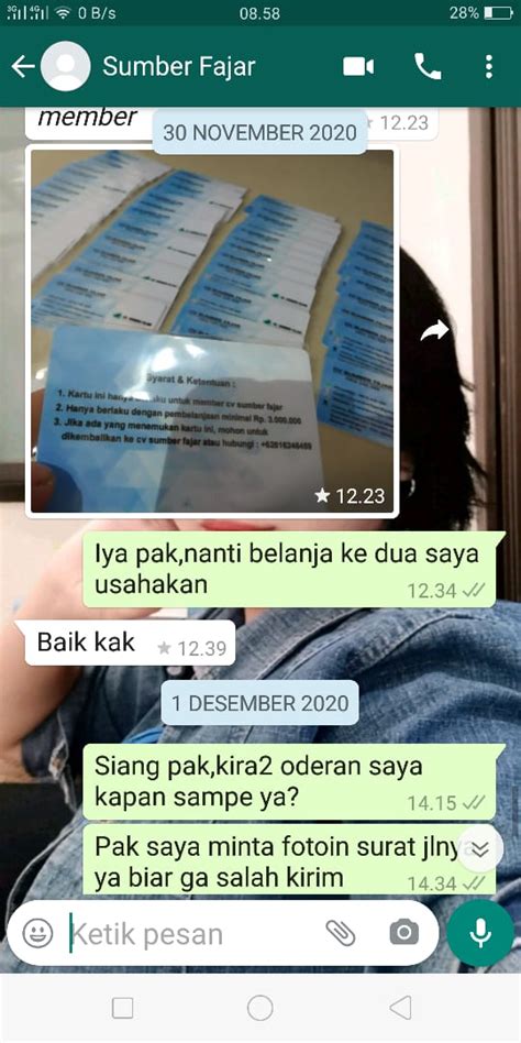 Modus Penipuan Pesanan Sembako Online Cv Sumber Fajar Media Konsumen