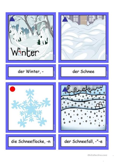 Flashcards Winterwörter 1 mittel Winterworte Deutsch Weihnachten