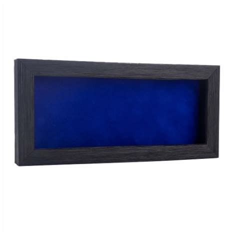 13x34 Shadow Box Frame Barnwood Black Wood 1 Depth Royal Blue Suede Backing Uv Acrylic 13x34