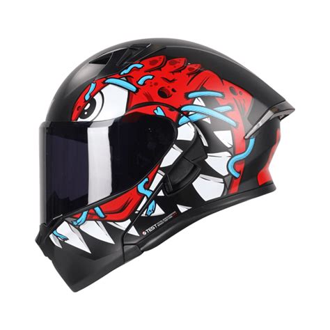 Casco Abatible Ich Dinopet Negro Mate Rojo Visor Humo Cascos Pb