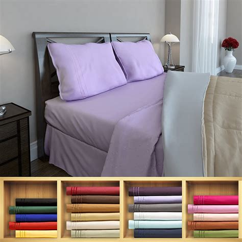 Clara Clark 1800 Series Silky Soft 4 Piece Bed Sheet Set Full Size Lavender Amazonca