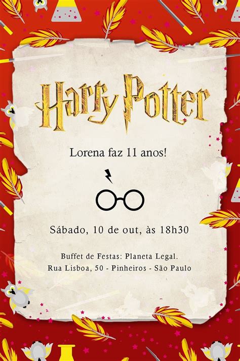 Criar convite de aniversário Convite Harry Potter FestaLab