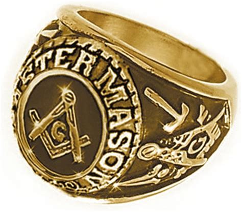 College Style Gold Plated Stainless Steel Freemason Ring Masonic