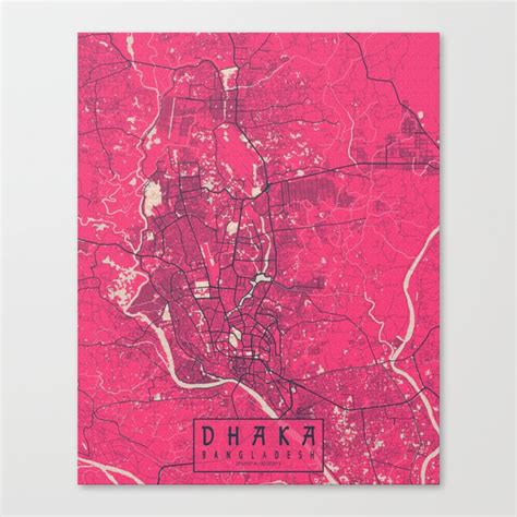 Dhaka City Map Of Bangladesh Blossom Canvas Print By Demap Studio