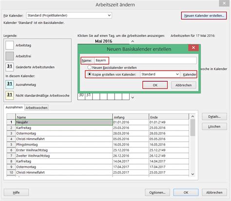 Ressourcenkalender In Microsoft Project