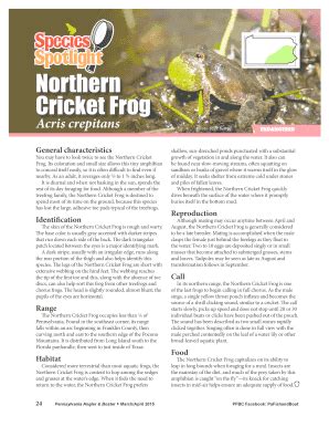 Fillable Online Fish State Pa Northern Cricket Frog Fishstatepaus