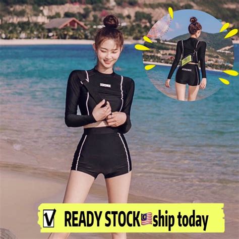 Size M To Xxxl Long Sleeve Swimming Suit Swimsuit Baju Renang Panjang