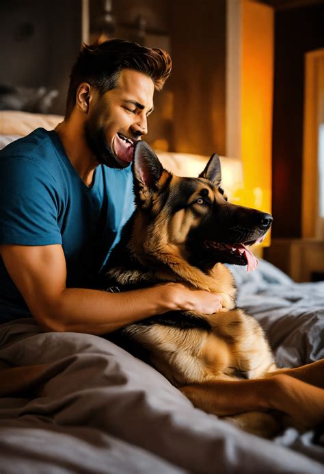 Lexica Energetic German Shepherd Drink Beer With A Man Dreamlike