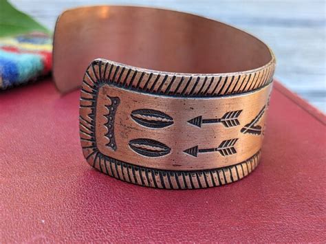 Vintage Copper Thunderbird Cuff Bracelet Boho Sout Gem