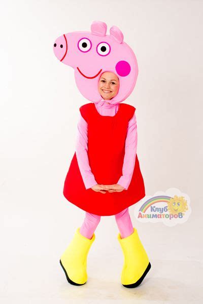 Diy Peppa Pig Costume Head Paint And Cardboard Dress Red Fabric And