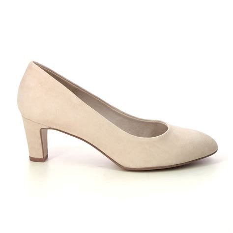 Tamaris Daenerys Nude Suede Womens Court Shoes 22420 42 233
